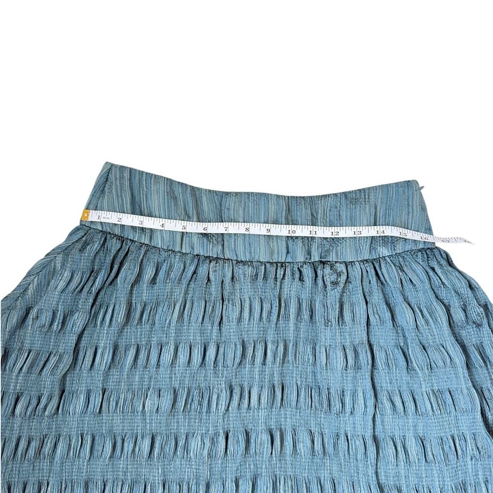 Chaiken Teal Crinkle Textured Midi Skirt USA Size 6 - Picture 5 of 11